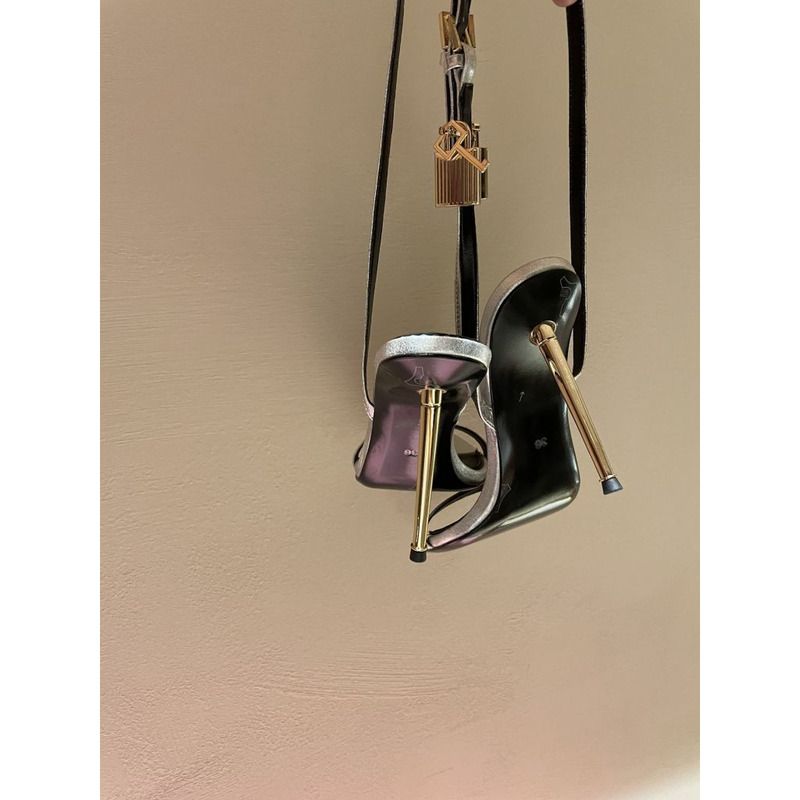 Tom?Ford Silver Padlock Sandals