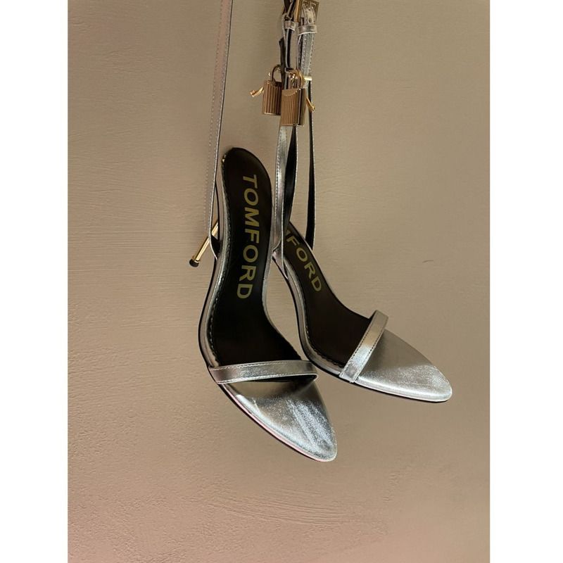 Tom?Ford Silver Padlock Sandals