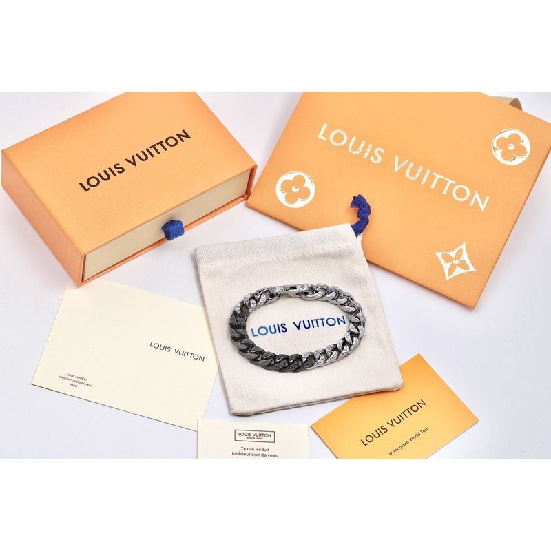 LV Dark And Silver Cuban Bracelet