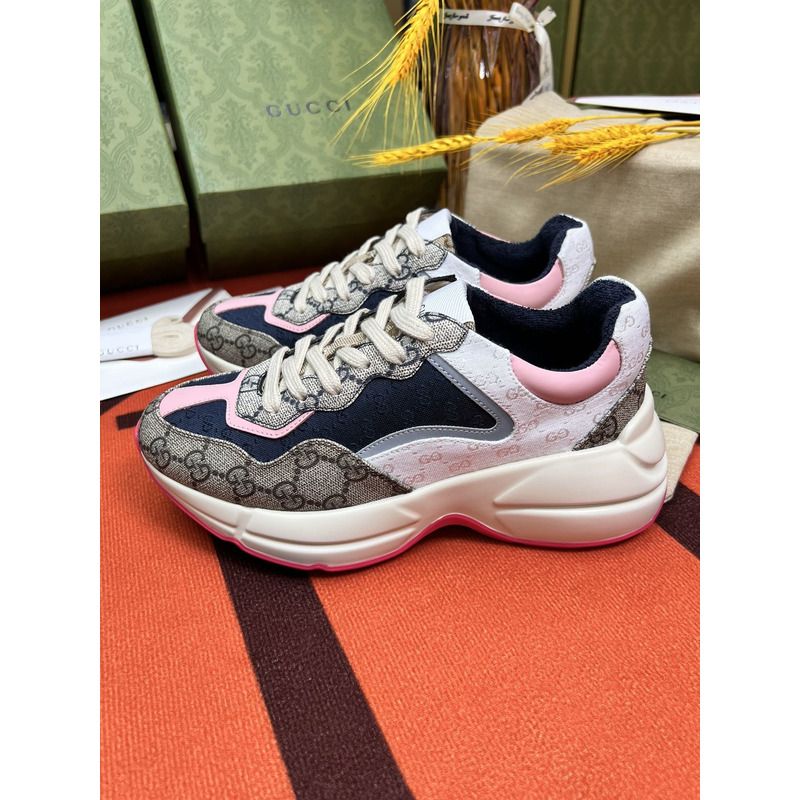 g*u*i rhyton gg-S*p*e canvas trainers pink/blue