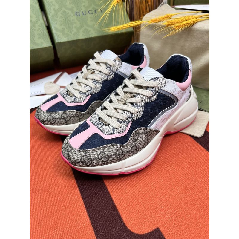 g*u*i rhyton gg-S*p*e canvas trainers pink/blue
