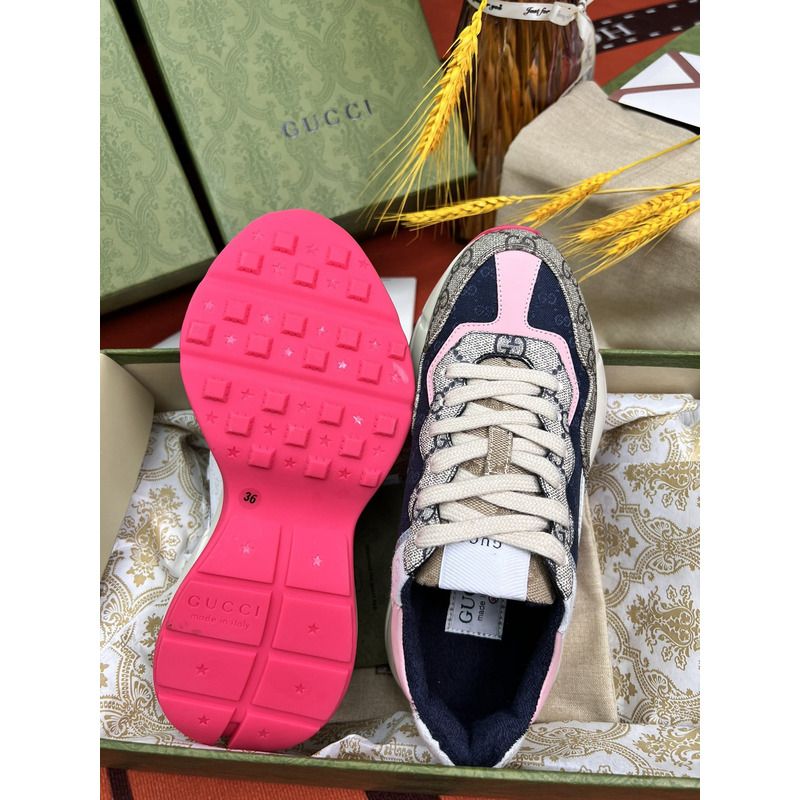 g*u*i rhyton gg-S*p*e canvas trainers pink/blue