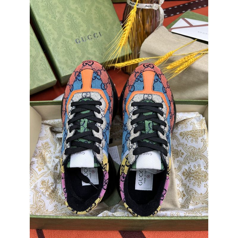 g*u*i rhyton gg-S*p*e canvas trainers multi-colors