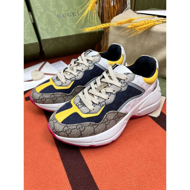 g*u*i rhyton gg-S*p*e canvas trainers beige/blue