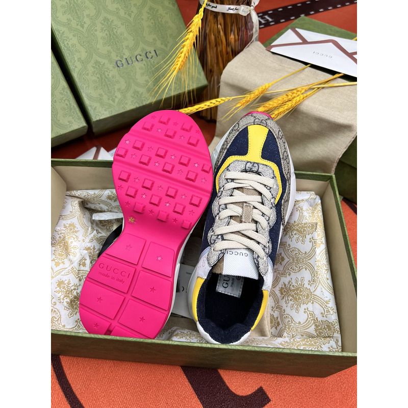 g*u*i rhyton gg-S*p*e canvas trainers   beige/blue