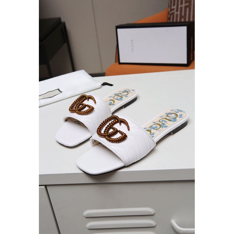 G*u*i womens slide with double g white