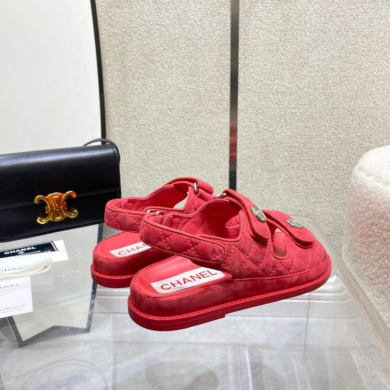 Ch*el womens sandals red