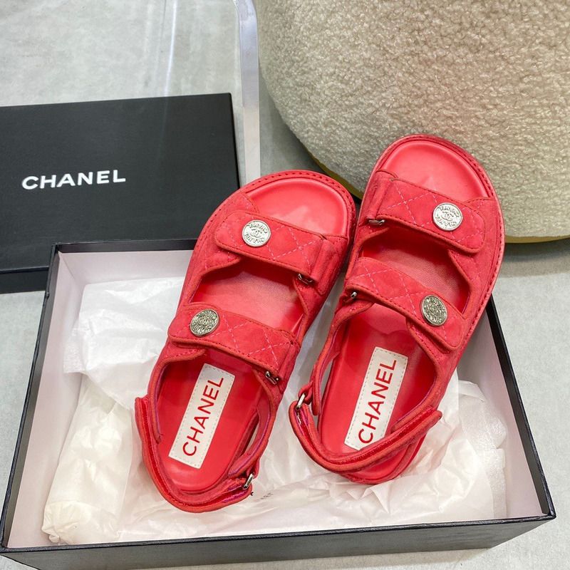Ch*el womens sandals red