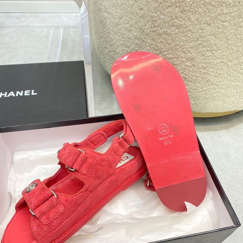 Ch*el womens sandals red