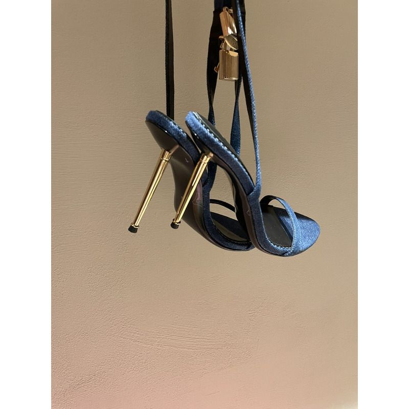 Tom Ford DENIM PADLOCK SANDALS IN BLUE