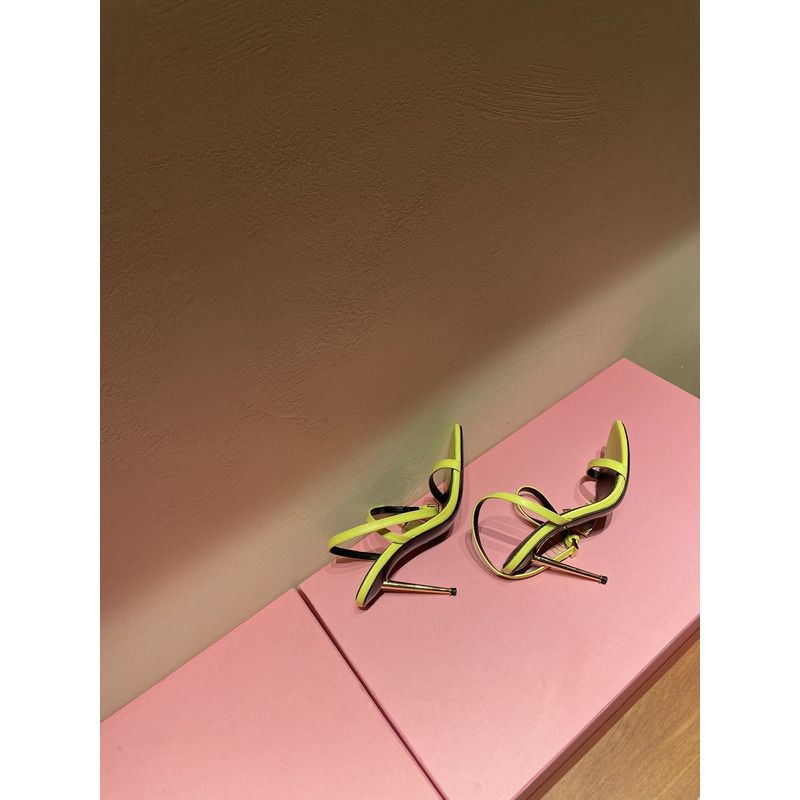 TOM FORD PADLOCK POINTY NAKED SANDAL IN ACID YELLOW