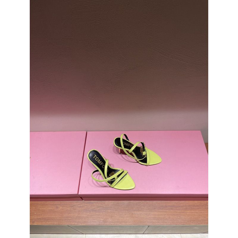 TOM FORD PADLOCK POINTY NAKED SANDAL IN ACID YELLOW