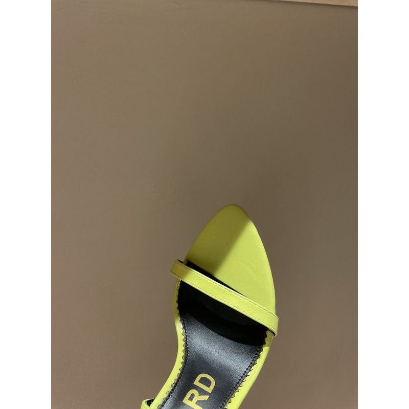 TOM FORD PADLOCK POINTY NAKED SANDAL IN ACID YELLOW