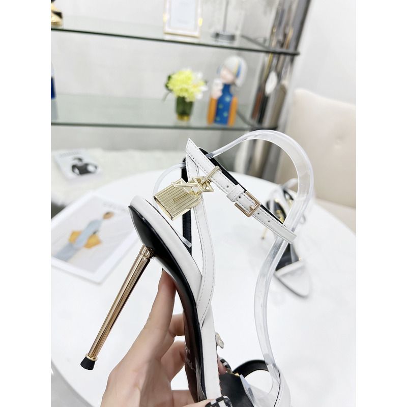 TOM FORD PADLOCK POINTY NAKED SANDAL IN CHALK