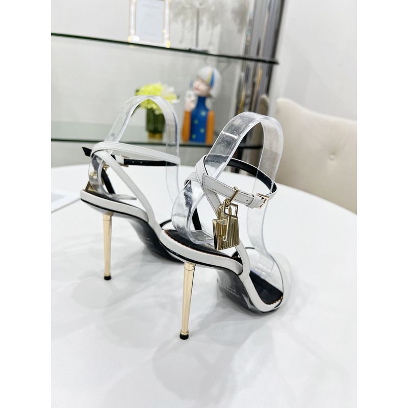 TOM FORD PADLOCK POINTY NAKED SANDAL IN CHALK