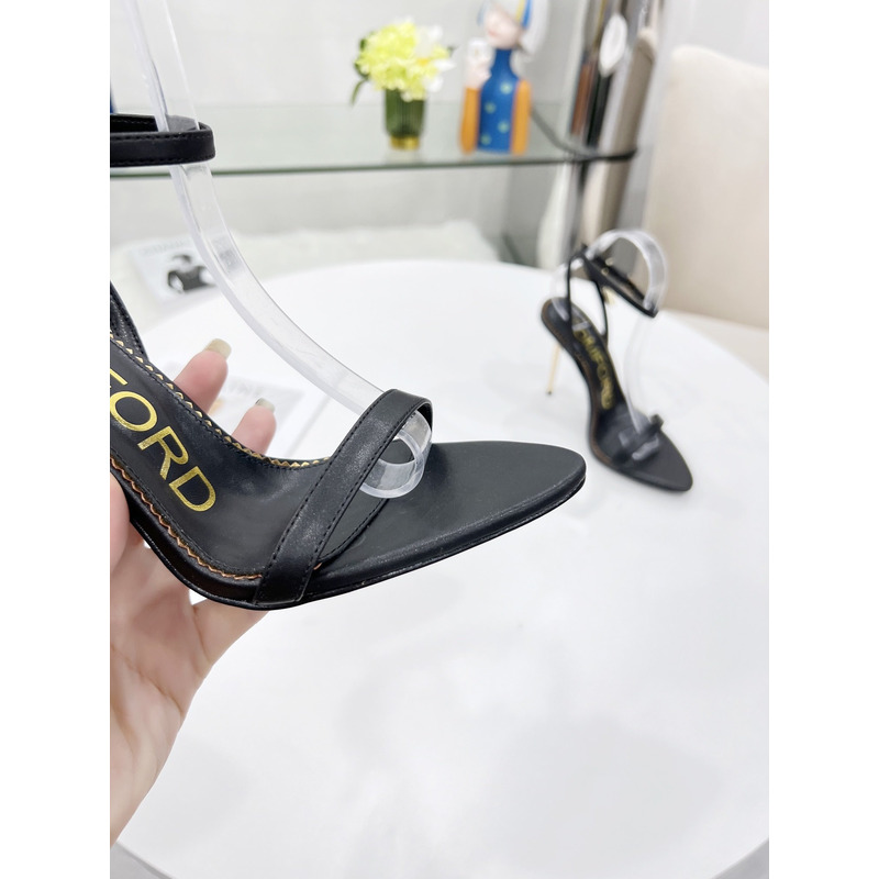 TOM FORD PADLOCK POINTY NAKED SANDAL IN BLACK