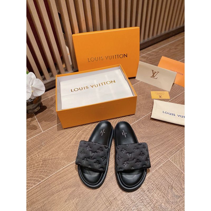 LV POOL PILLOW BLACK SLIDES