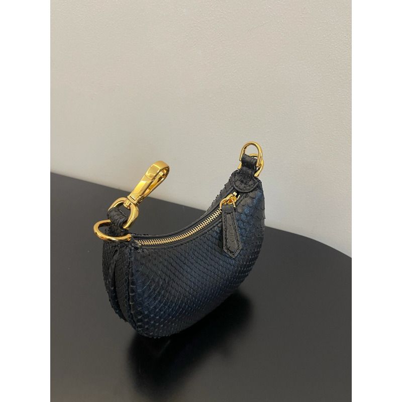 F**di graphy mini laminated leather bag black