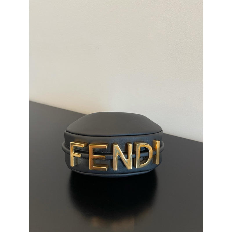 F**di graphy middle laminated leather bag black