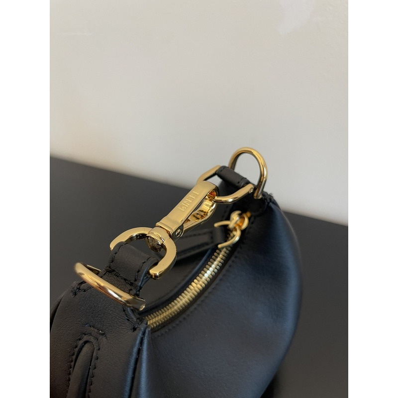 F**di graphy middle laminated leather bag black