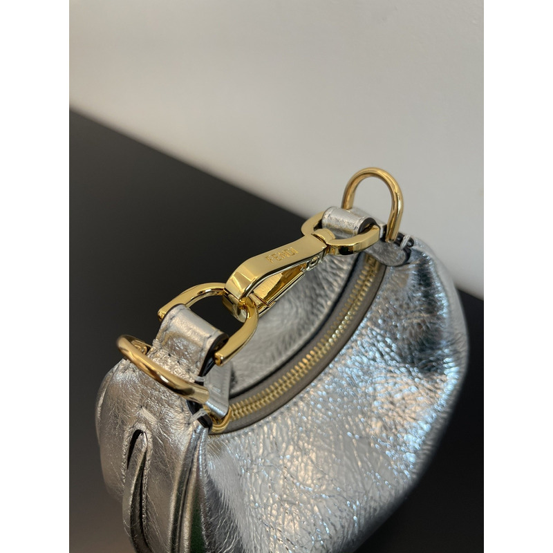 F**di graphy mini silver  laminated leather bag