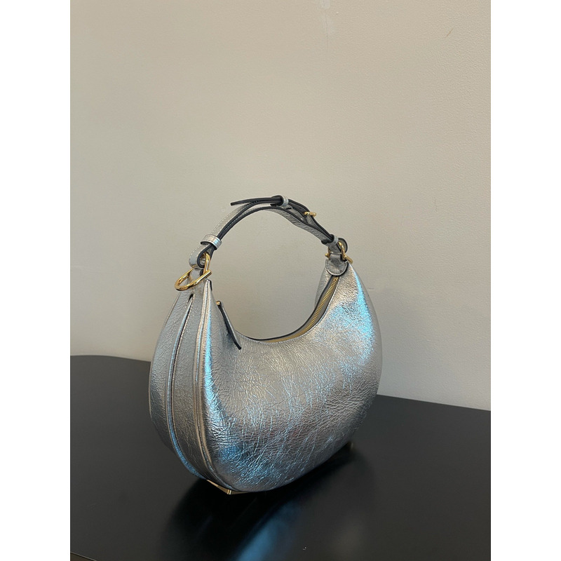 F**di graphy middle laminated leather bag silver