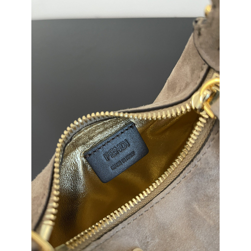 F**di graphy small  suede bag brown