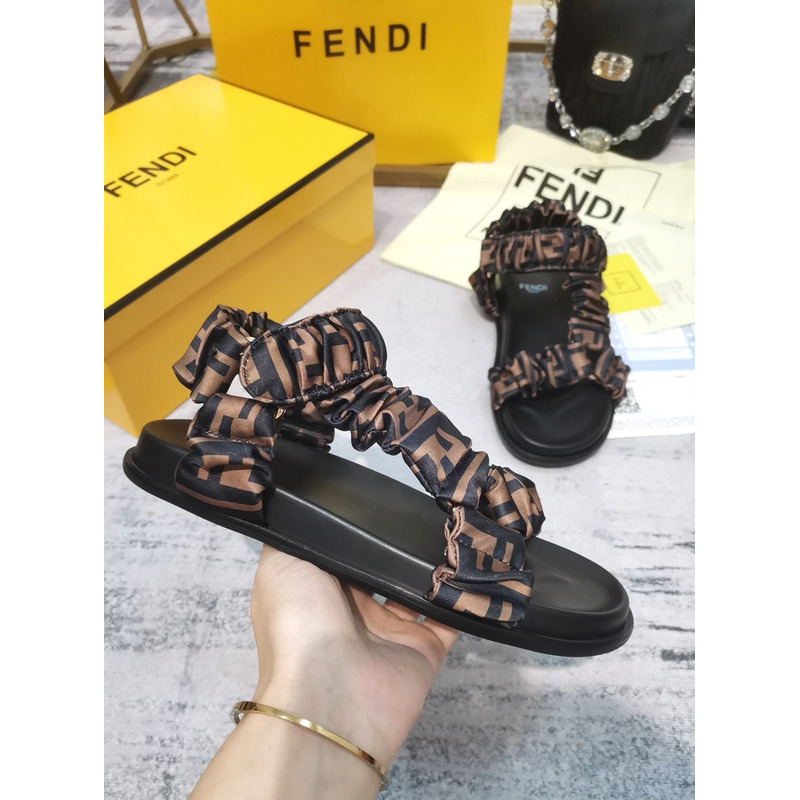 F**di satin sandald brown