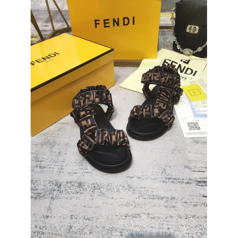 F**di satin sandald brown