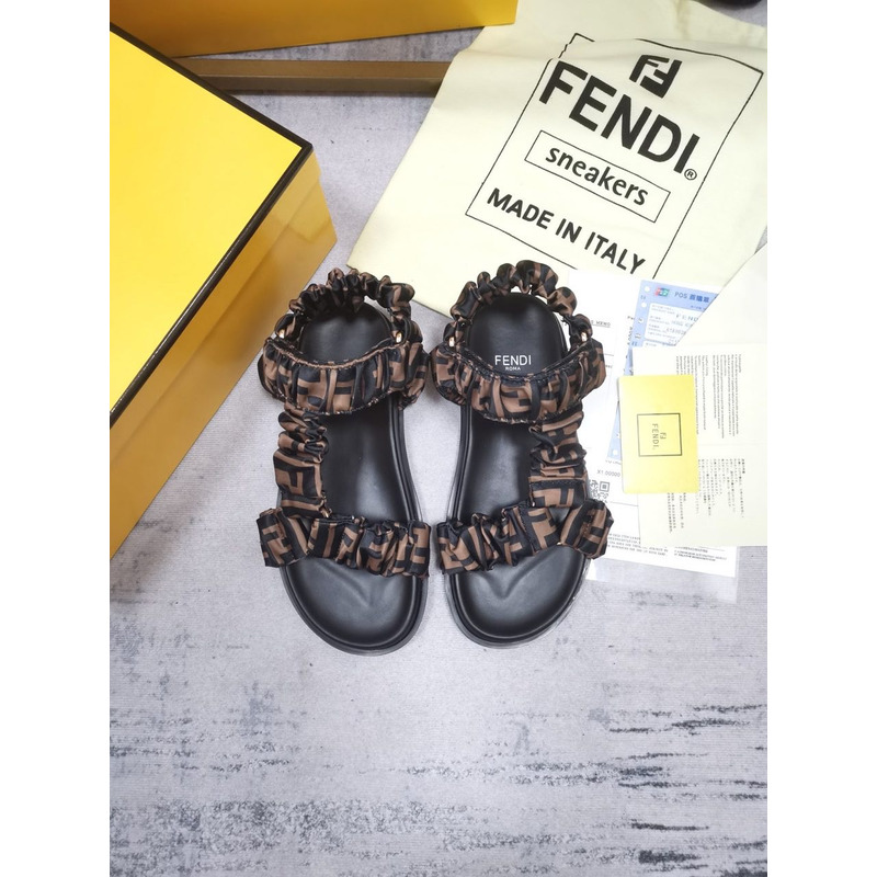 F**di satin sandald brown