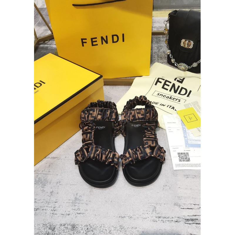 F**di satin sandald brown