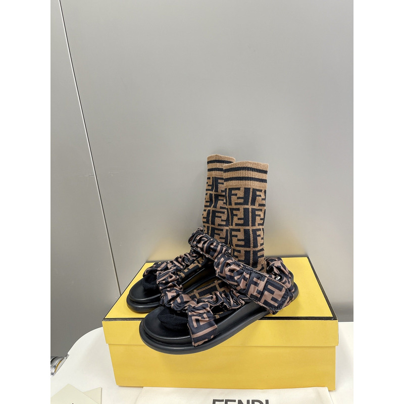 F**di satin sandald brown