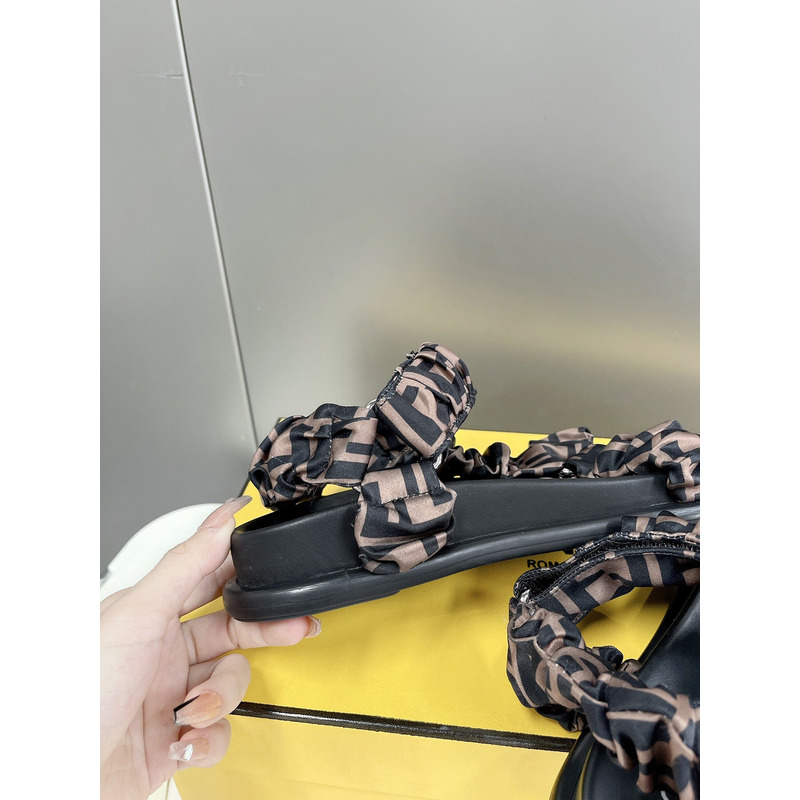 F**di satin sandald brown