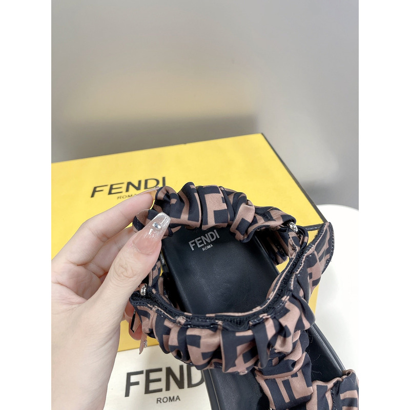 F**di satin sandald brown