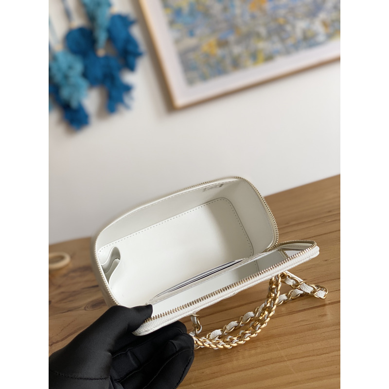 Ch*el 22s with handle caviar vanity case white
