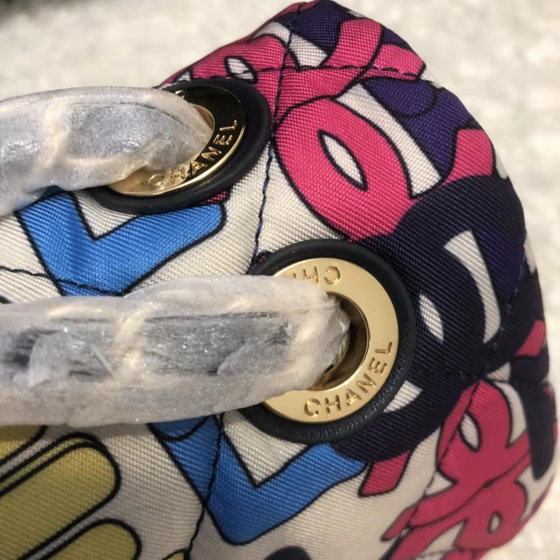 Ch*el flap bag Ch*el words printed colorful