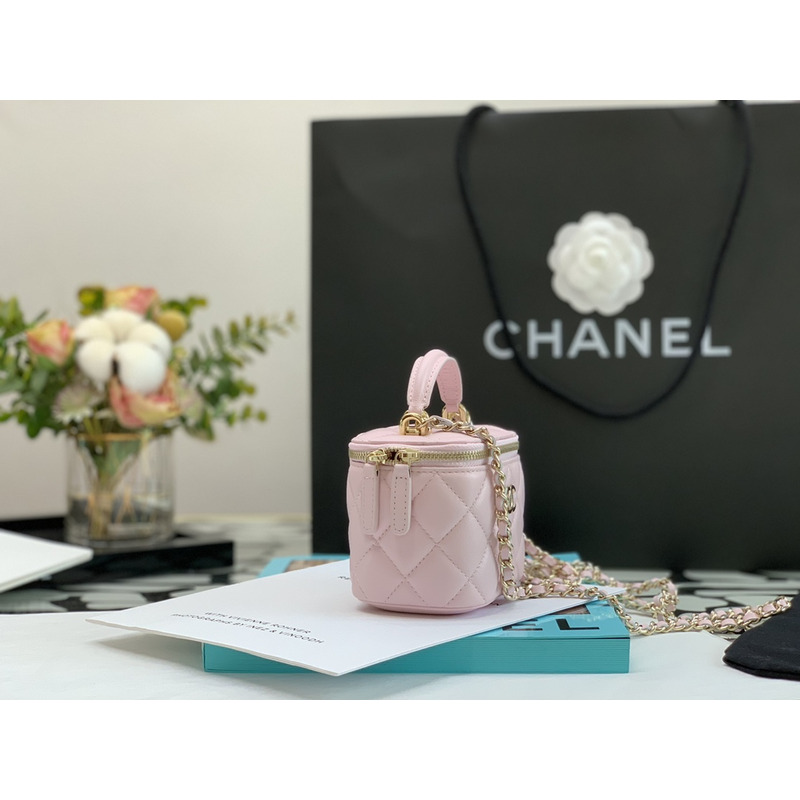 Ch*el box bag mini tote pink