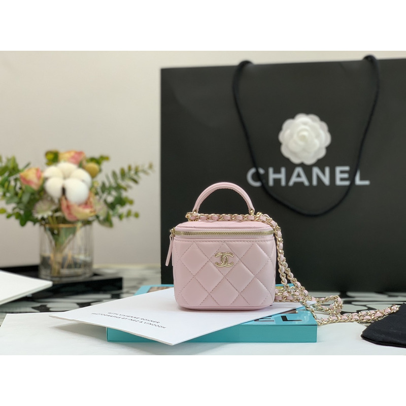 Ch*el box bag mini tote pink