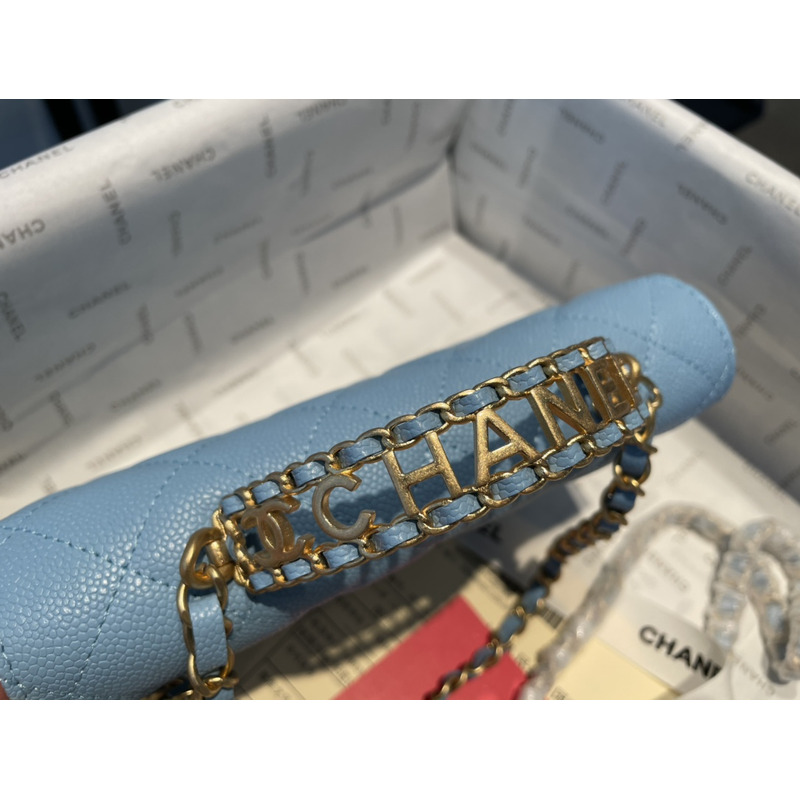 Ch*el coco trendy woc handle bag blue