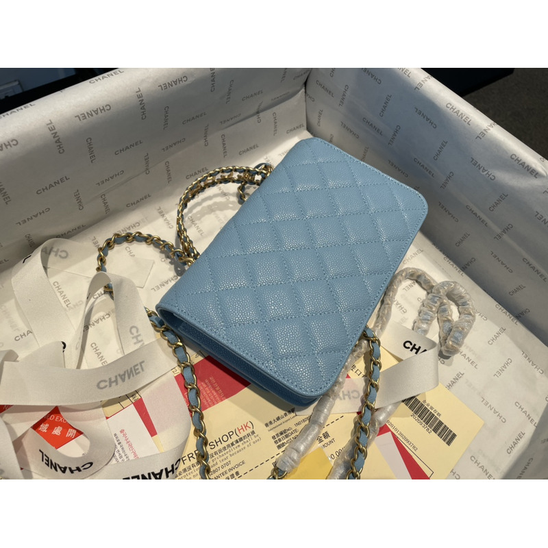 Ch*el coco trendy woc handle bag blue