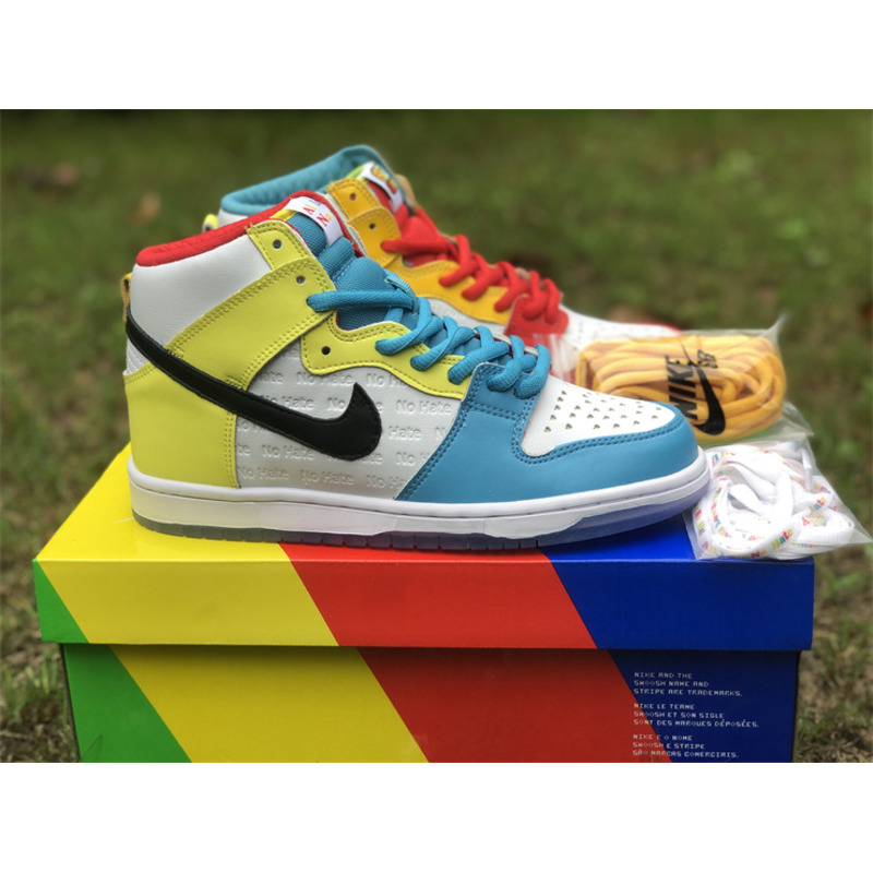 Froskate x Nike SB Dunk High All Love No Hate Sneaker White/Gold-University Red