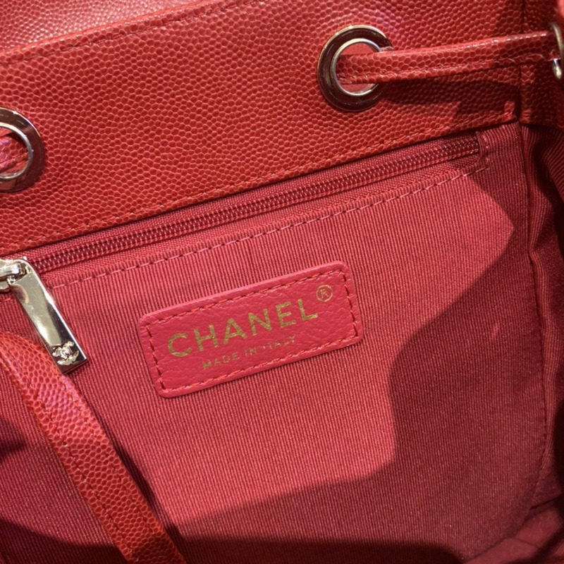Ch*el caviar leather vintage duma backpack red