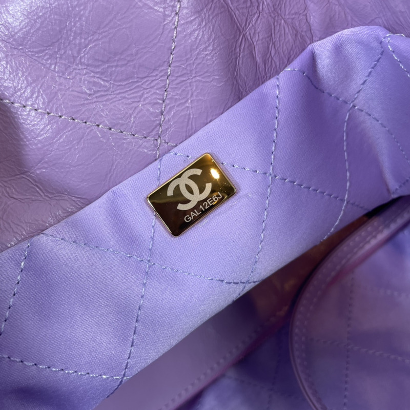 Ch*el 22 handbag shiny calfskin gold-tone & metal purple