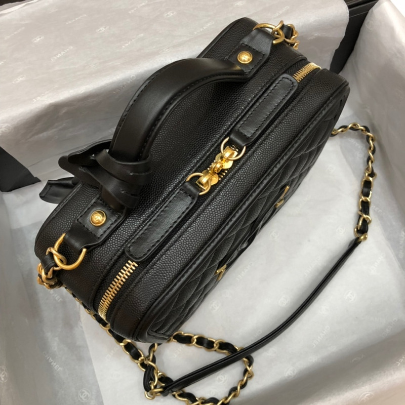 Ch*el leather vanity case black bag