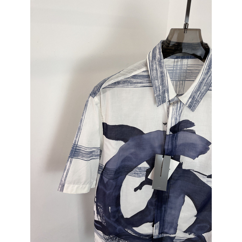 D*or and jack kerouac short-sleeved shirt white cotton canvas