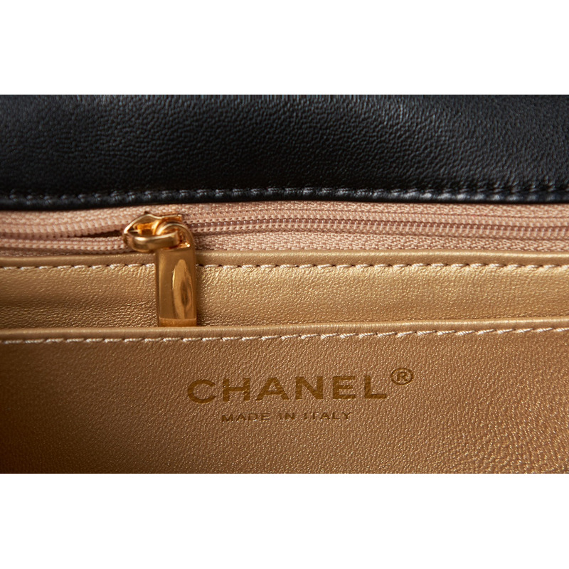 ch*el flap bag black gold cc gold beads with suede Di*m*nd pattern shoulder bag