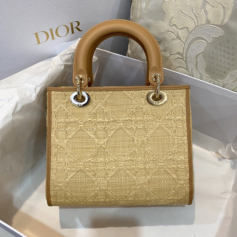 D*or medium lady D*or bag raffia cannage 24 x 20 x 11