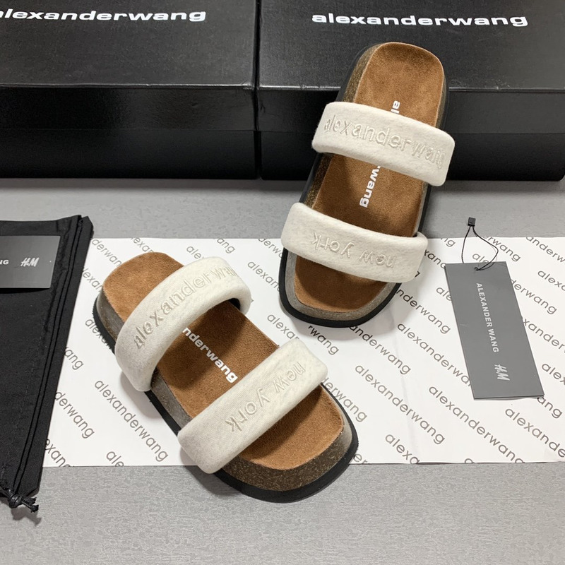 Alexander Wang Embroidered-Logo Open-Toe Sandals White