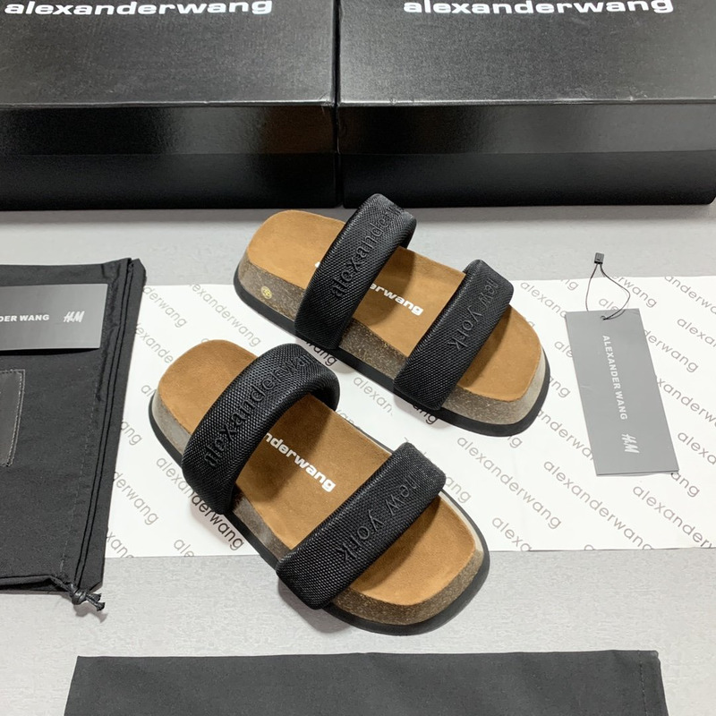 Alexander Wang Embroidered-Logo Open-Toe Sandals Black