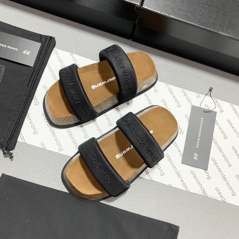 Alexander Wang Embroidered-Logo Open-Toe Sandals Black